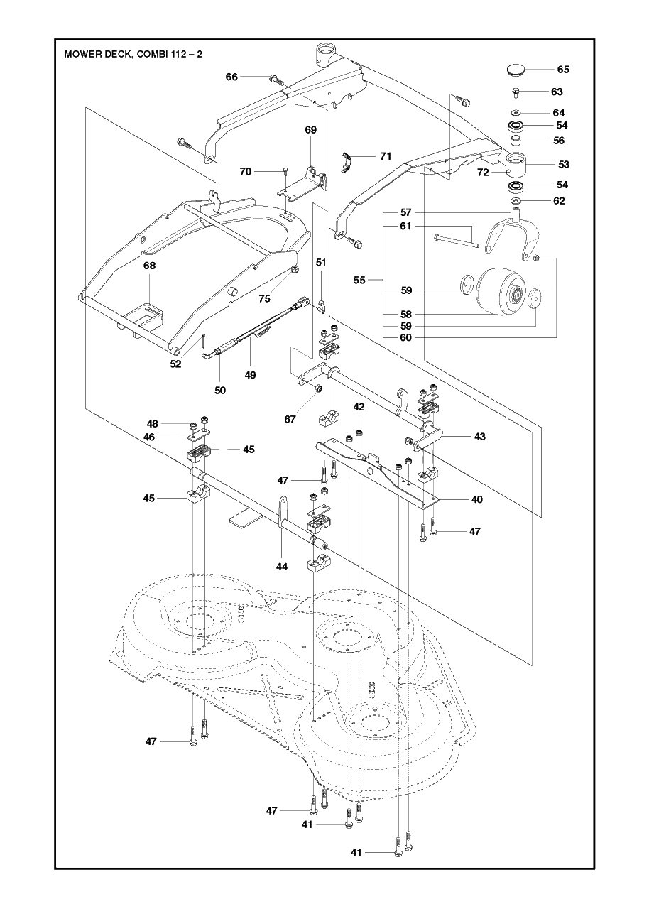 44-Inch/112cm Cutting Deck 4 Diagram and Parts List for C112 967693501 Husqvarna Lawn Tractor Accessories
