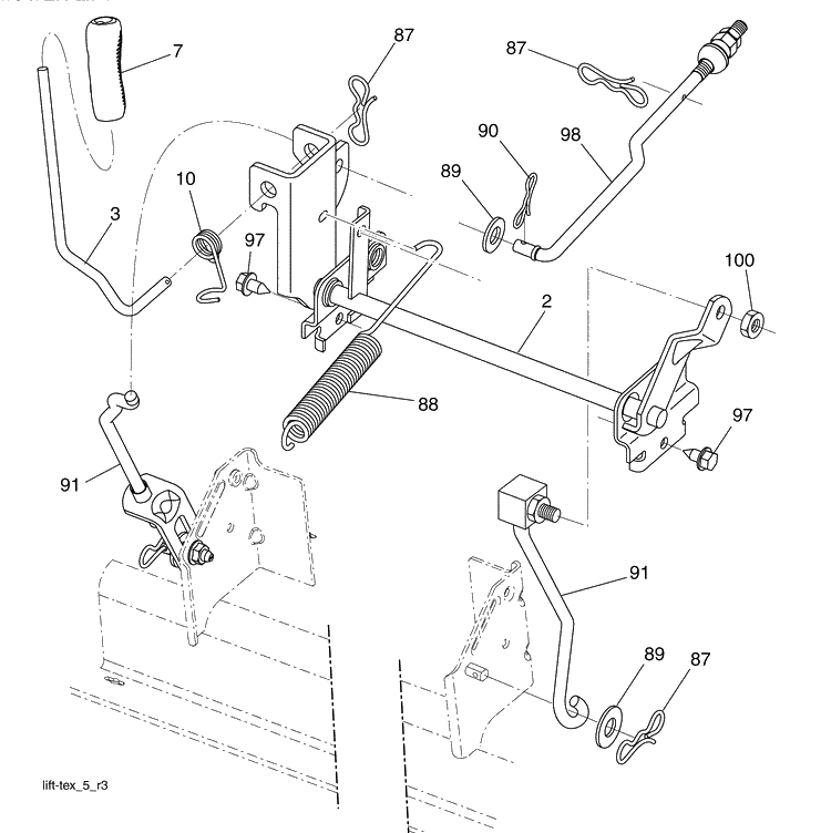 Mower Lift Diagram and Parts List for 2246LS (96043007600)(2008-12) Husqvarna Lawn Mower