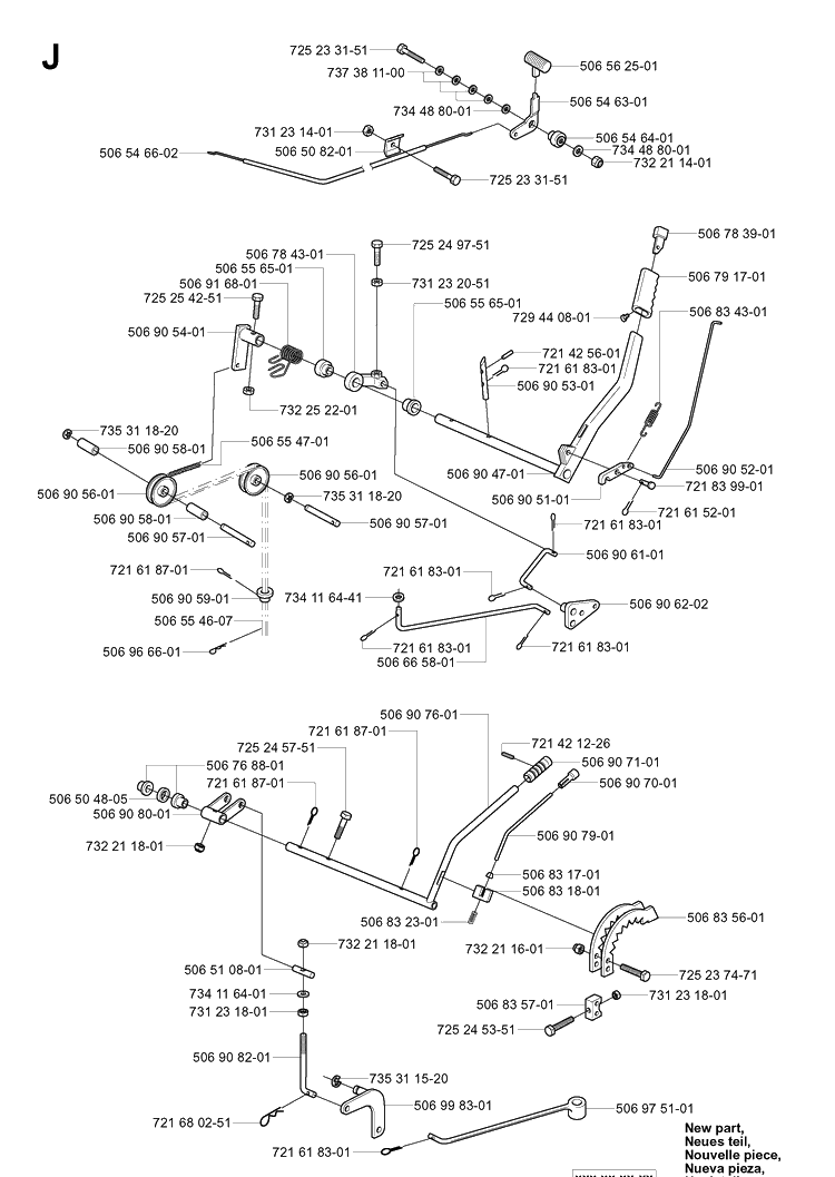 Controls Diagram and Parts List for RIDER16 2003-01 Husqvarna Lawn Mower