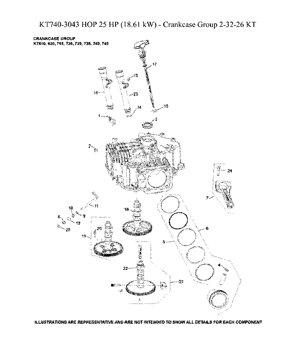 Crankcase Diagram and Parts List for 96043028100  Husqvarna Lawn Tractor