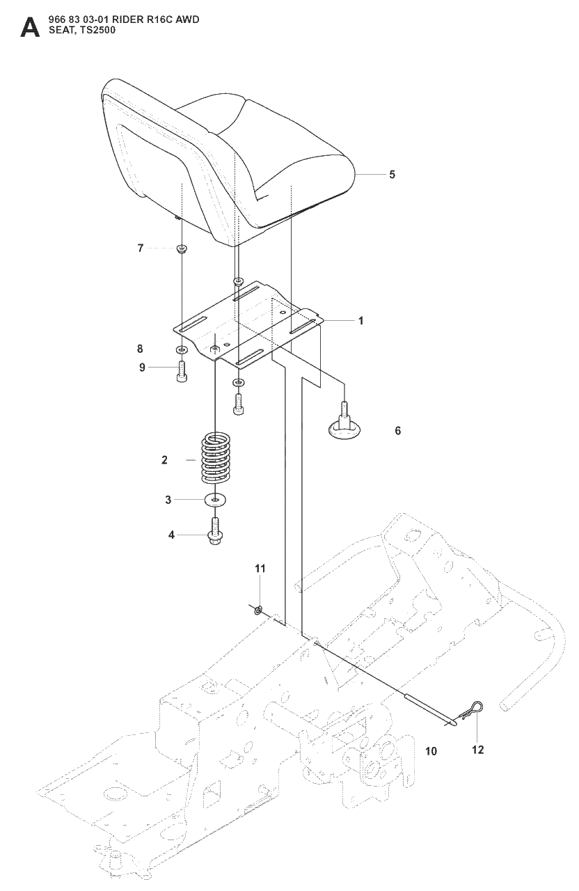 Seat Diagram and Parts List for R16CAWD (966830301)(2008-04) Husqvarna Lawn Tractor