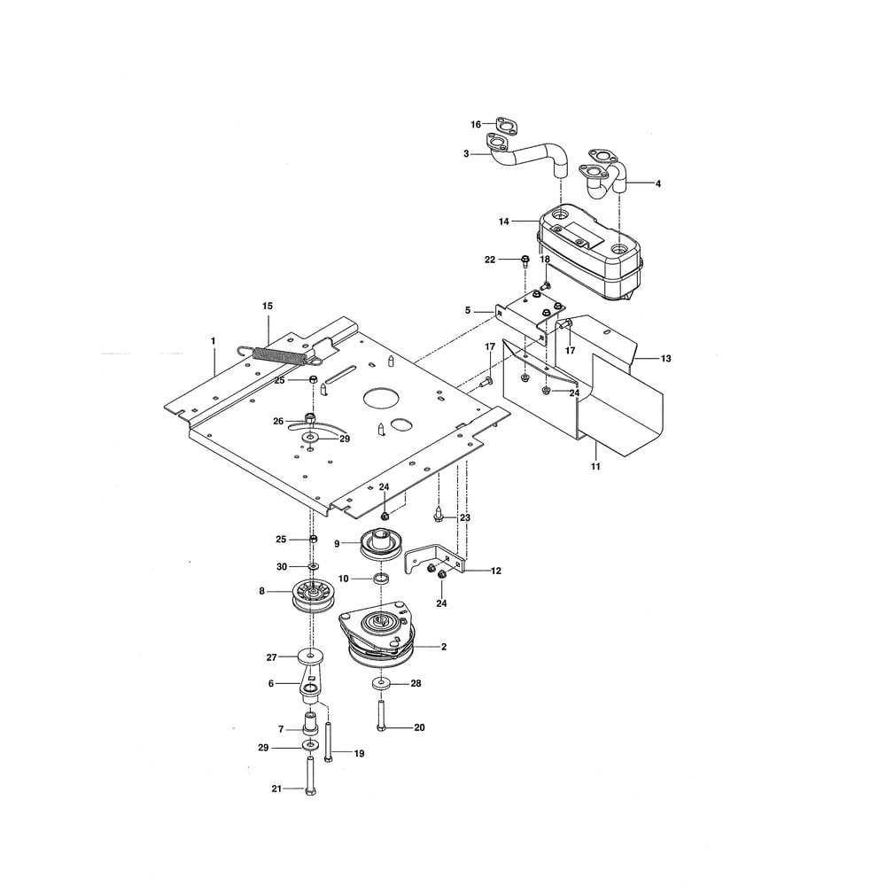 Engine Plate Diagram and Parts List for 28982  Husqvarna Lawn Tractor