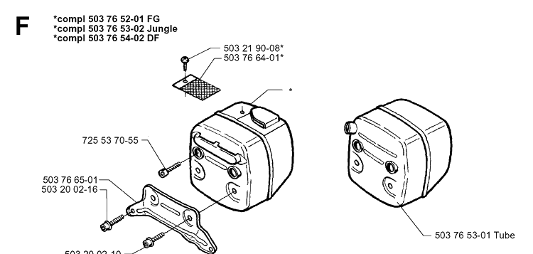 Muffler Diagram and Parts List for 365 19963500001-19974900000 Husqvarna Chainsaw