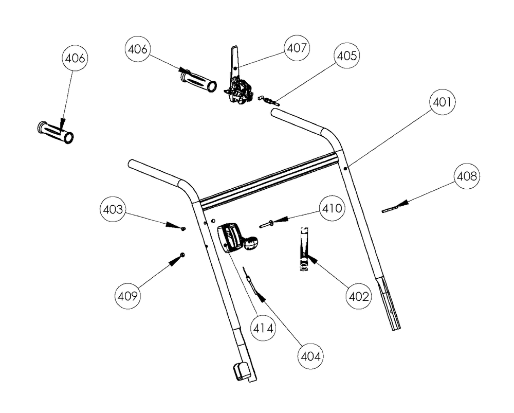 Handle And Controls Diagram and Parts List for S500PRO 967637301 Husqvarna Dethatcher
