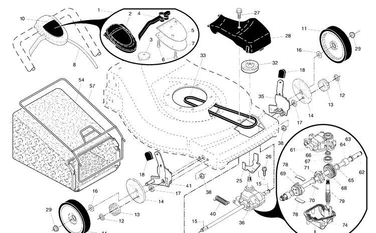 Drive Assembly Diagram and Parts List for 62522SH (96143000905)(2007-03) Husqvarna Lawn Mower