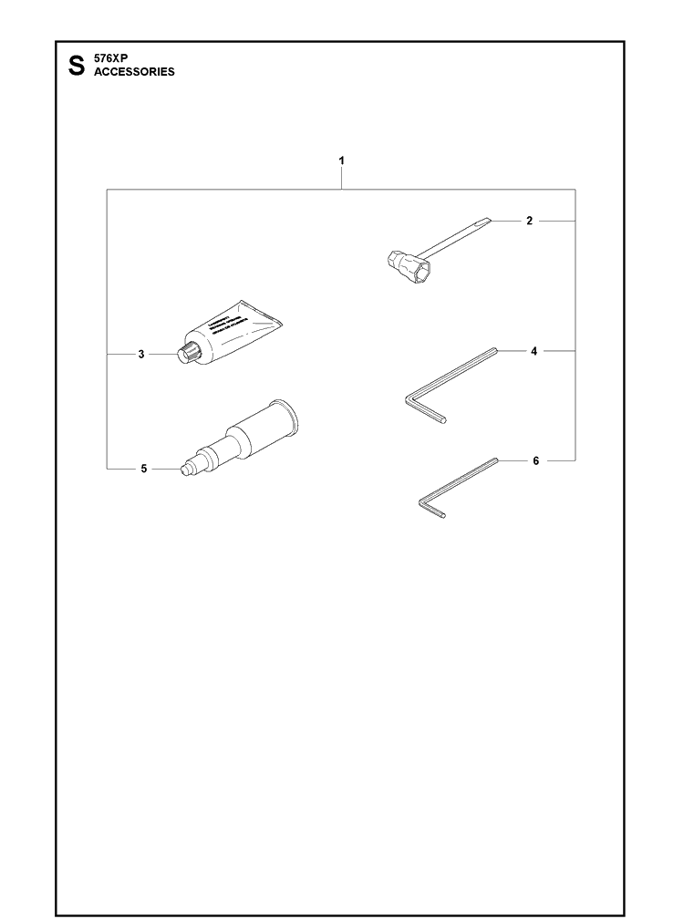 Accessories Diagram and Parts List for 576XP-576XPEPA 20100100001-20110100000 Husqvarna Chainsaw