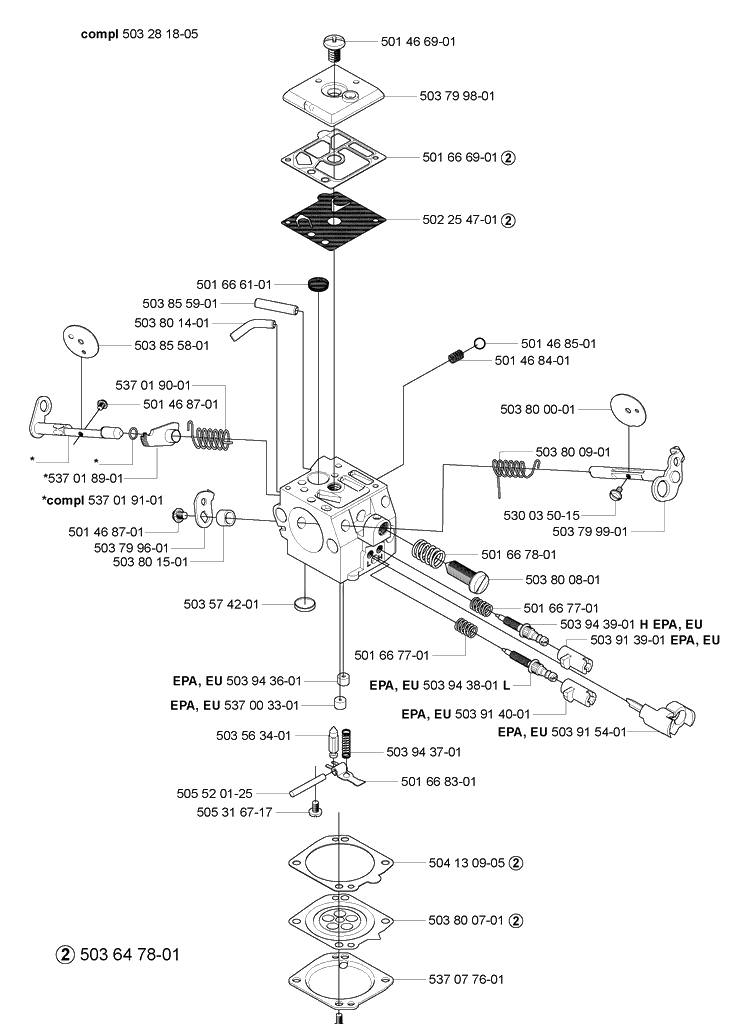 Carburetor Parts - Walbro Hd-12b Diagram and Parts List for 365EPA 2005-05 Husqvarna Chainsaw