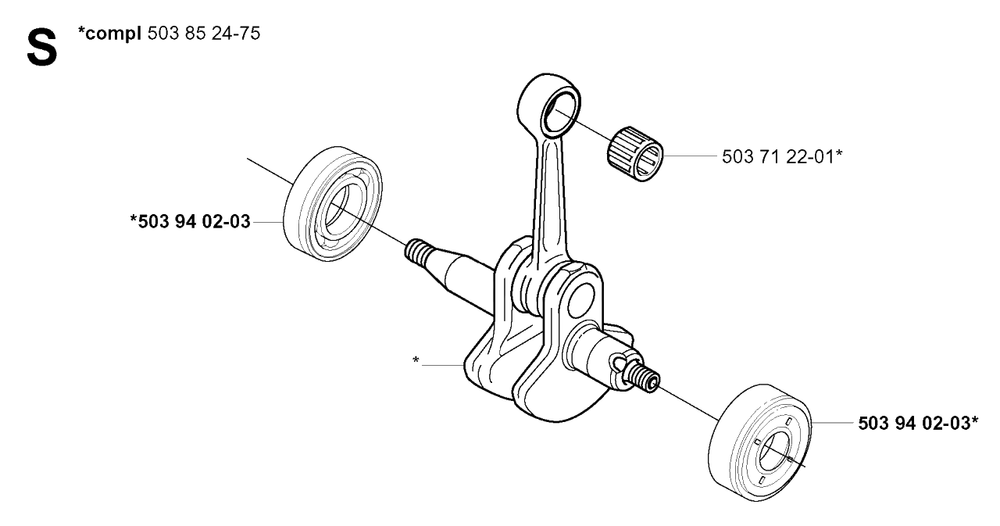 Crankshaft Diagram and Parts List for 325RDX 20051800001 & Above Husqvarna Trimmer