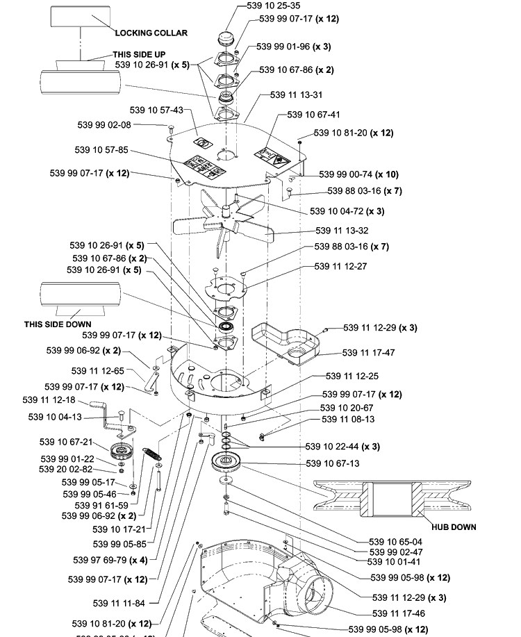 Blower - A Diagram and Parts List for HCS1372 (539111750)(2005-03) Husqvarna Lawn Tractor Accessories