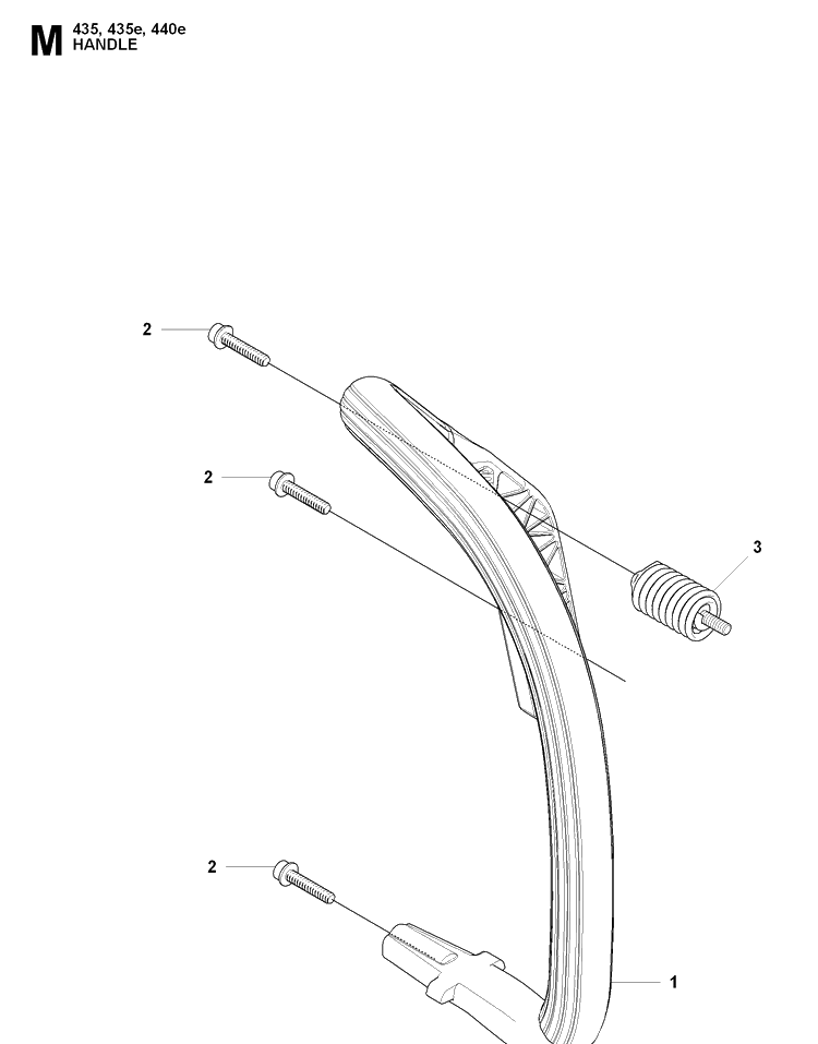 Handle Diagram and Parts List for 440E 20090400001-20102300000 Husqvarna Chainsaw