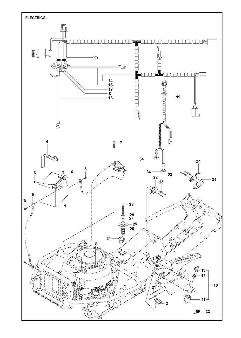 Electrical Diagram and Parts List for R216TAWD2018-2021  Husqvarna Lawn Tractor
