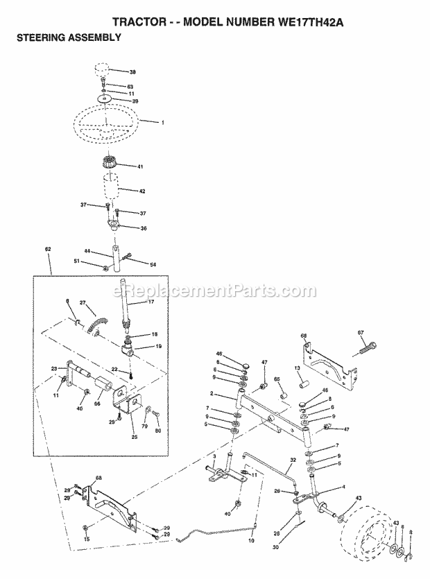 Seat Assembly Diagram and Parts List for WE17TH42A 1999 Husqvarna Lawn Tractor