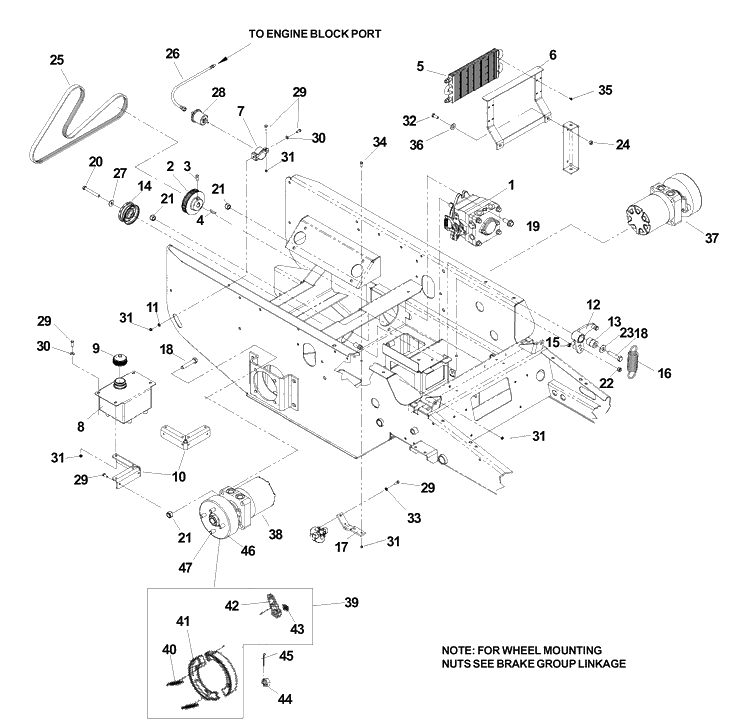 Hydraulic Assembly Diagram and Parts List for BZ6127 (BAM)(2005-01) Husqvarna Lawn Mower