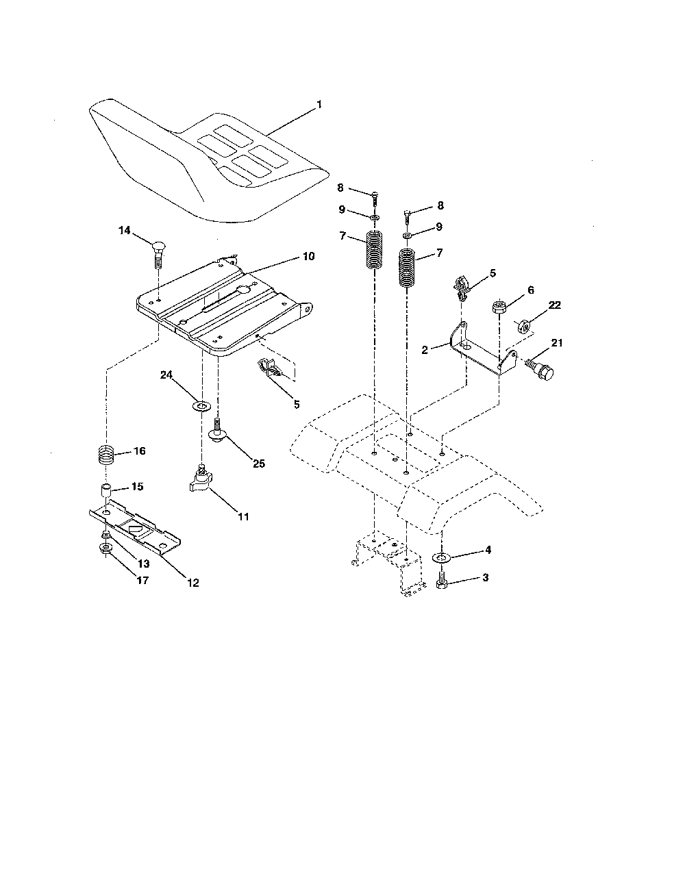 Seat Diagram and Parts List for YTH1542XP-96013000101  Husqvarna Lawn Tractor