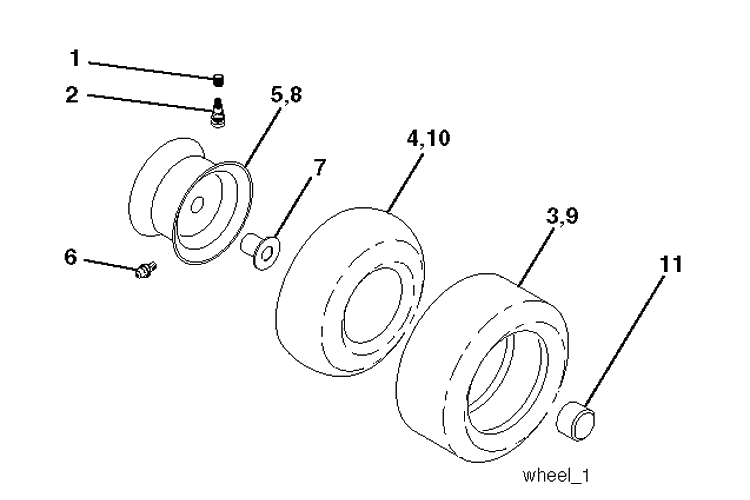 Wheels And Tires Diagram and Parts List for CTH150 (96061018103)(2008-09) Husqvarna Lawn Tractor