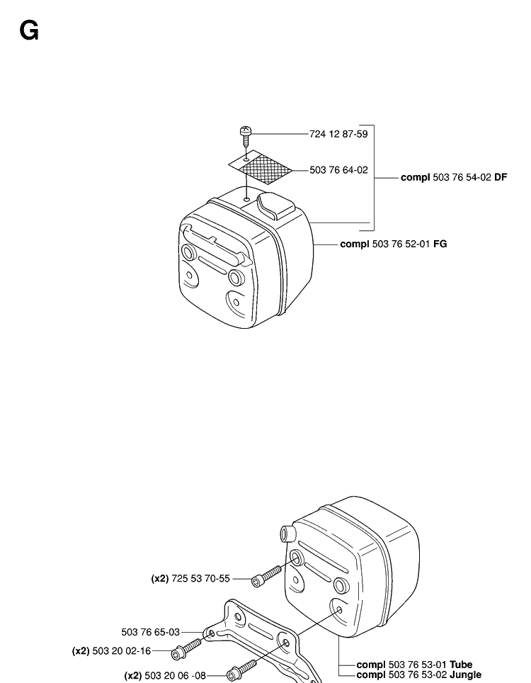 Muffler Diagram and Parts List for 362XP 20070100001-Current Husqvarna Chainsaw