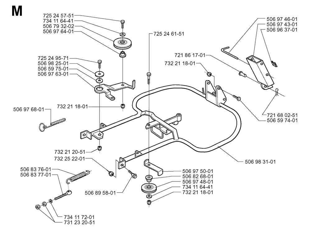 Frame Diagram and Parts List for R11BIO 1999-04 Husqvarna Lawn Tractor