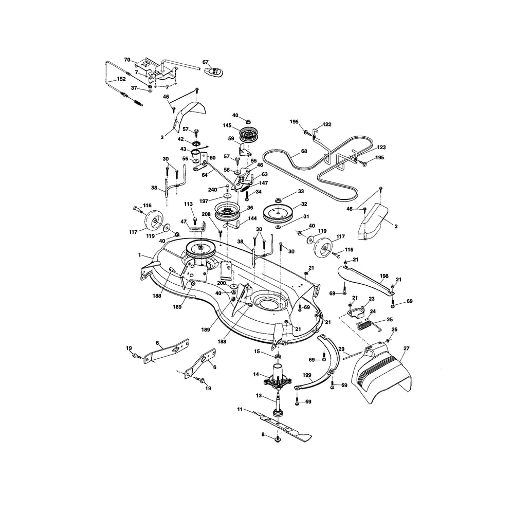 Mower Deck Diagram and Parts List for 917287542  Husqvarna Lawn Tractor