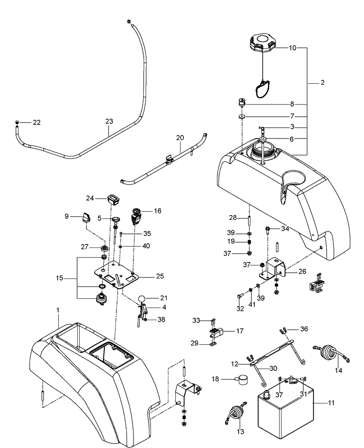 Ignition System Diagram and Parts List for M-ZT61BF (96717701001)(2015-06) Husqvarna Lawn Mower