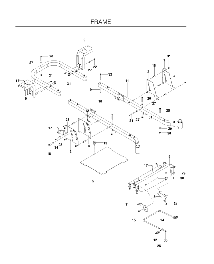 Frame Diagram and Parts List for RZ4623 (966764501)(2011-03) Husqvarna Lawn Mower