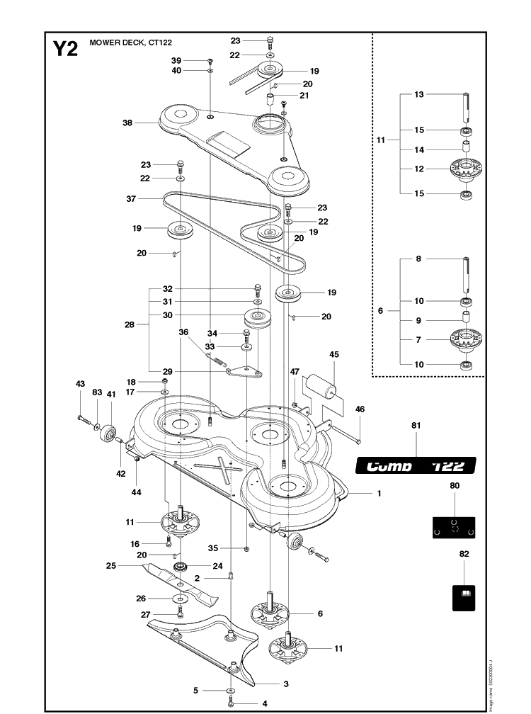 48 Inch/122cm Cutting Deck 3 Diagram and Parts List for R422TSAWD (966632501)(2011-03) Husqvarna Lawn Mower