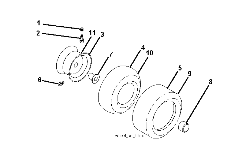 Wheels Tires Diagram and Parts List for LT2213 (96041007903)(2011-03) Husqvarna Lawn Tractor