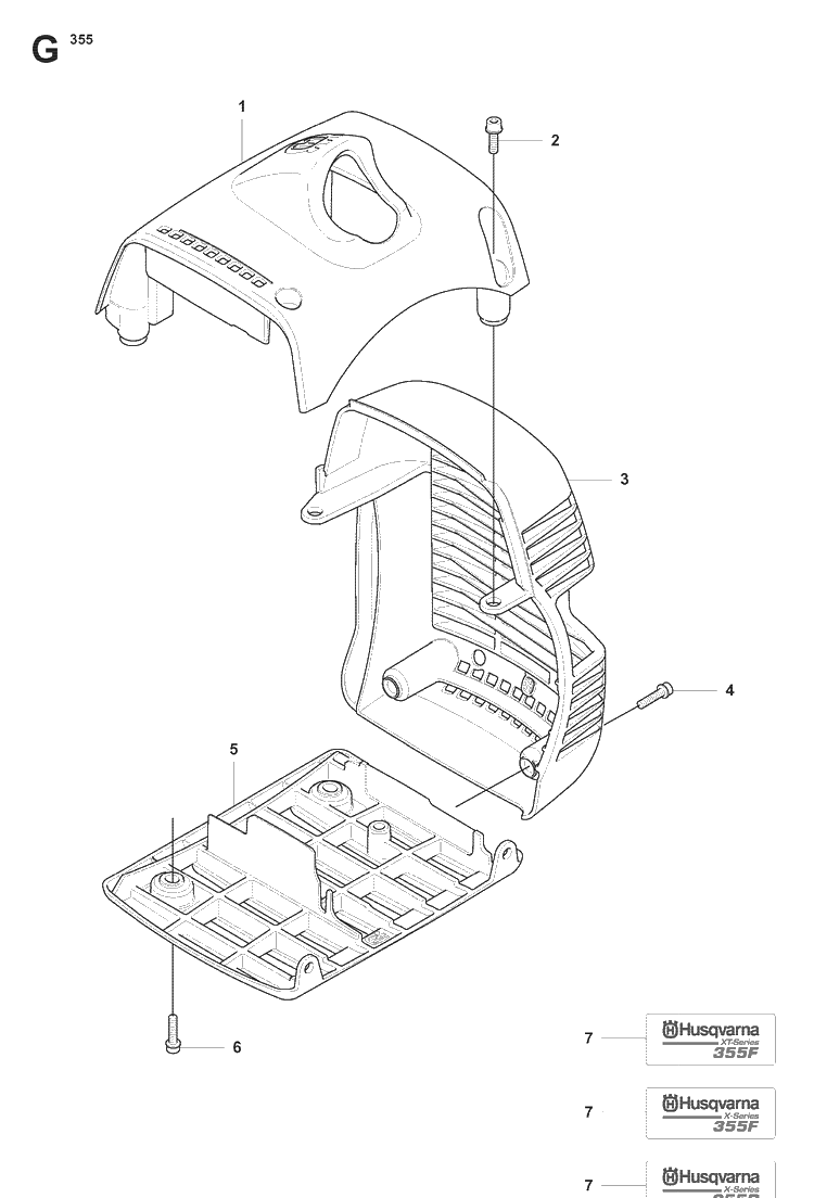 Cover Diagram and Parts List for 355FXT 20073100001-20082700000 Husqvarna Brush Cutter