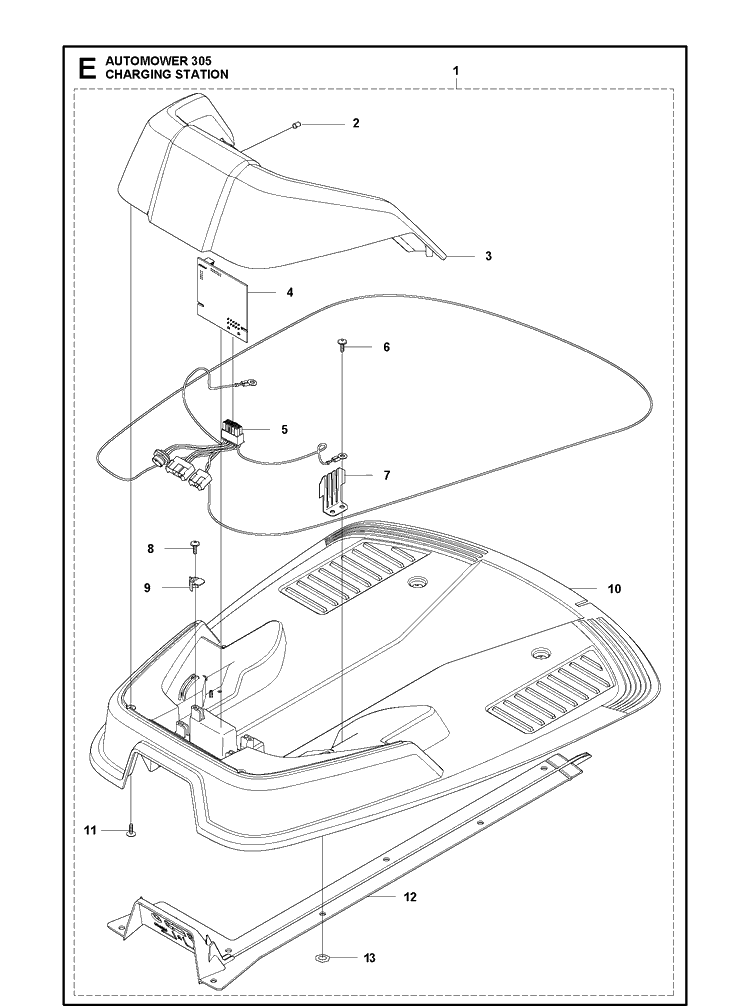 Charging Station Diagram and Parts List for 305 2013-01 Husqvarna Lawn Mower