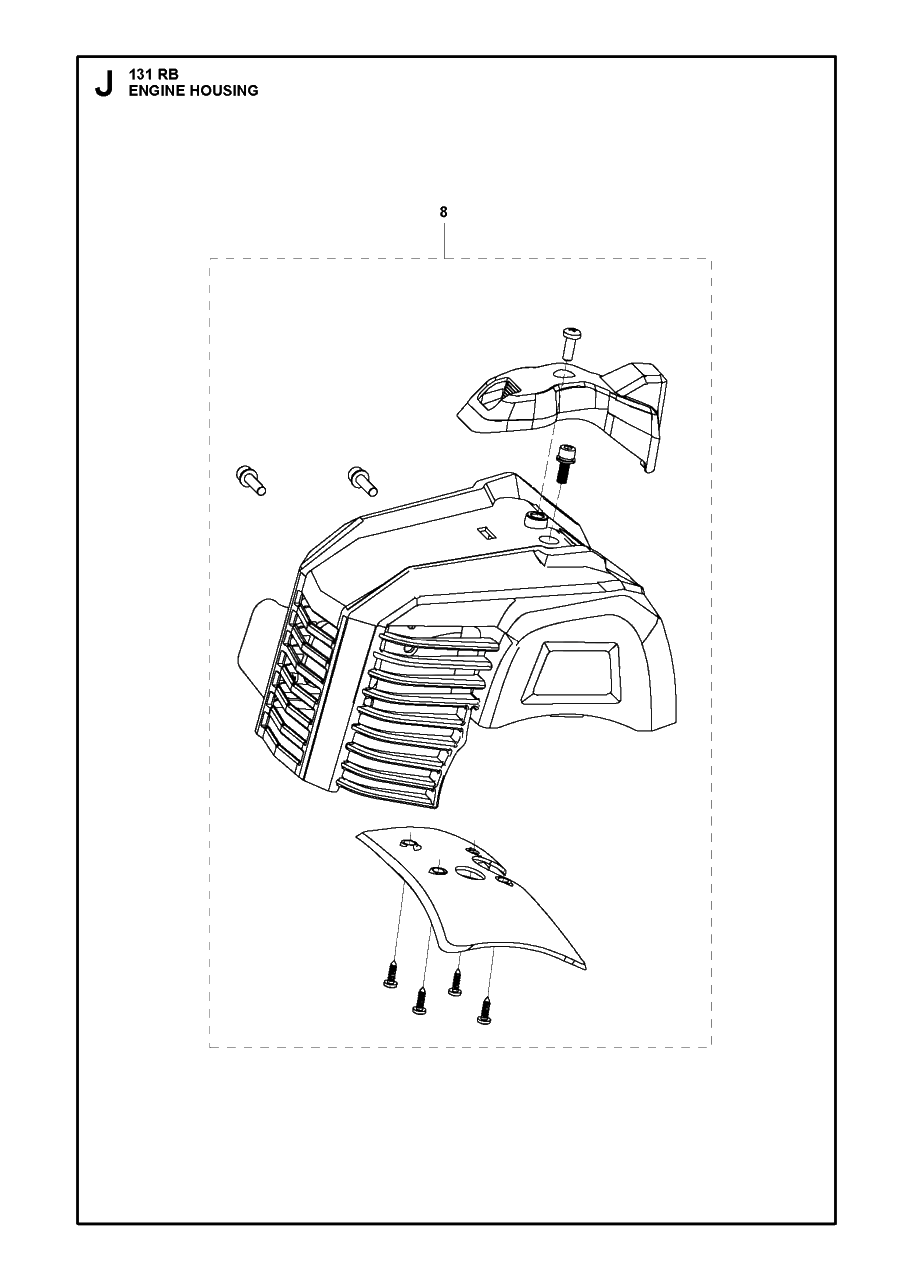 Housing Diagram and Parts List for 131RB 20181300001 & Above Husqvarna Brush Cutter