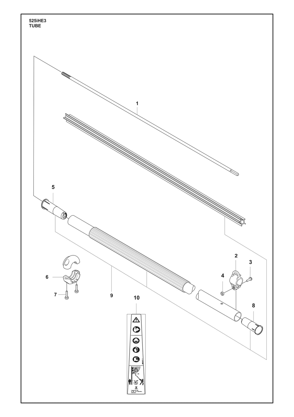 Tube Diagram and Parts List for 525IHE3  Husqvarna Trimmer