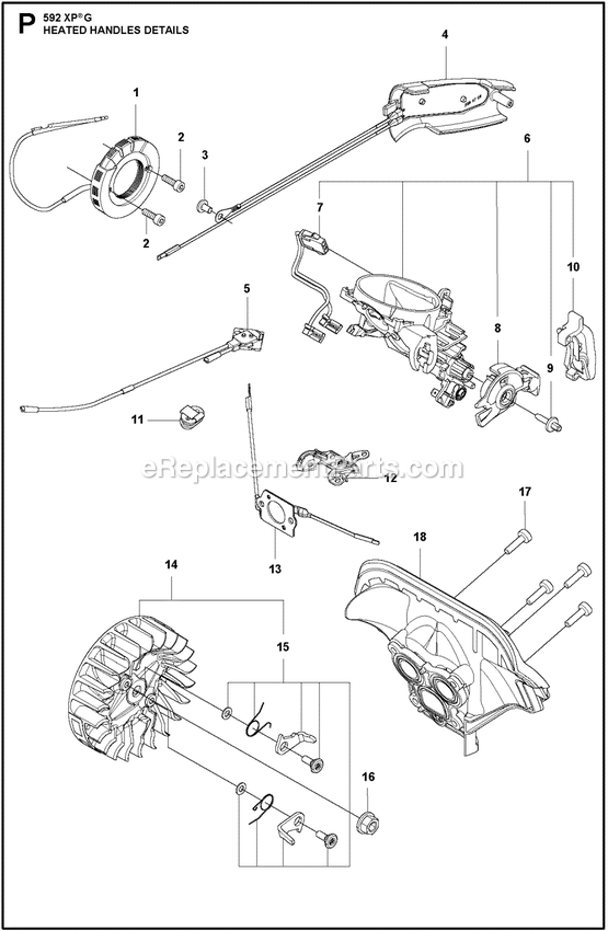 Handle Heated B Diagram and Parts List for 592XPG  Husqvarna Chainsaw