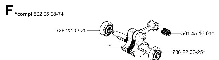 Crankshaft Diagram and Parts List for 252RX 20011800001-20023100000 Husqvarna Brush Cutter