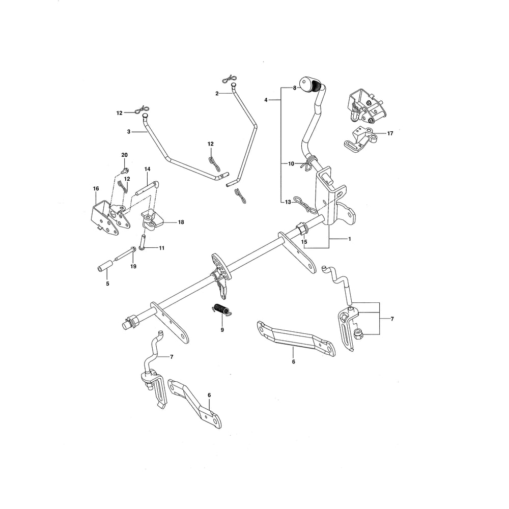 Brake/Lift Diagram and Parts List for 28982  Husqvarna Lawn Tractor