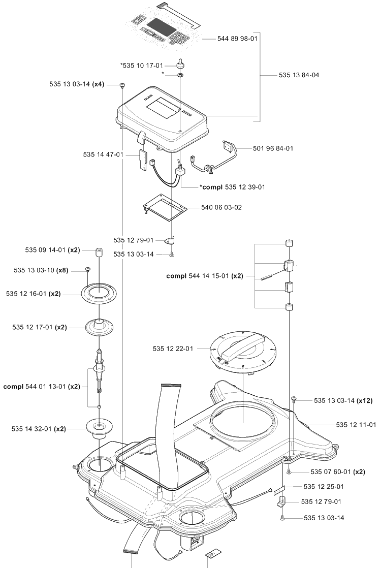 Key Pad / Upper Chassis Diagram and Parts List for 230ACX 2007-07 Husqvarna Lawn Mower