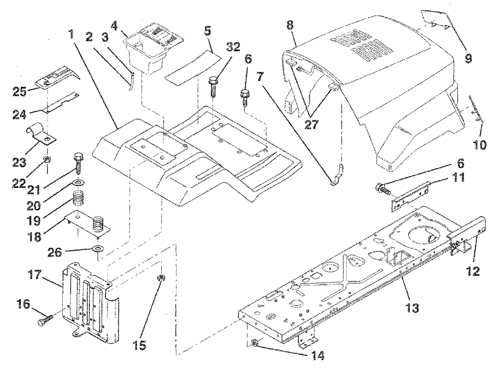 Fender / Chassis Diagram and Parts List for LR120 (954000582-C)(1993-01) Husqvarna Lawn Tractor