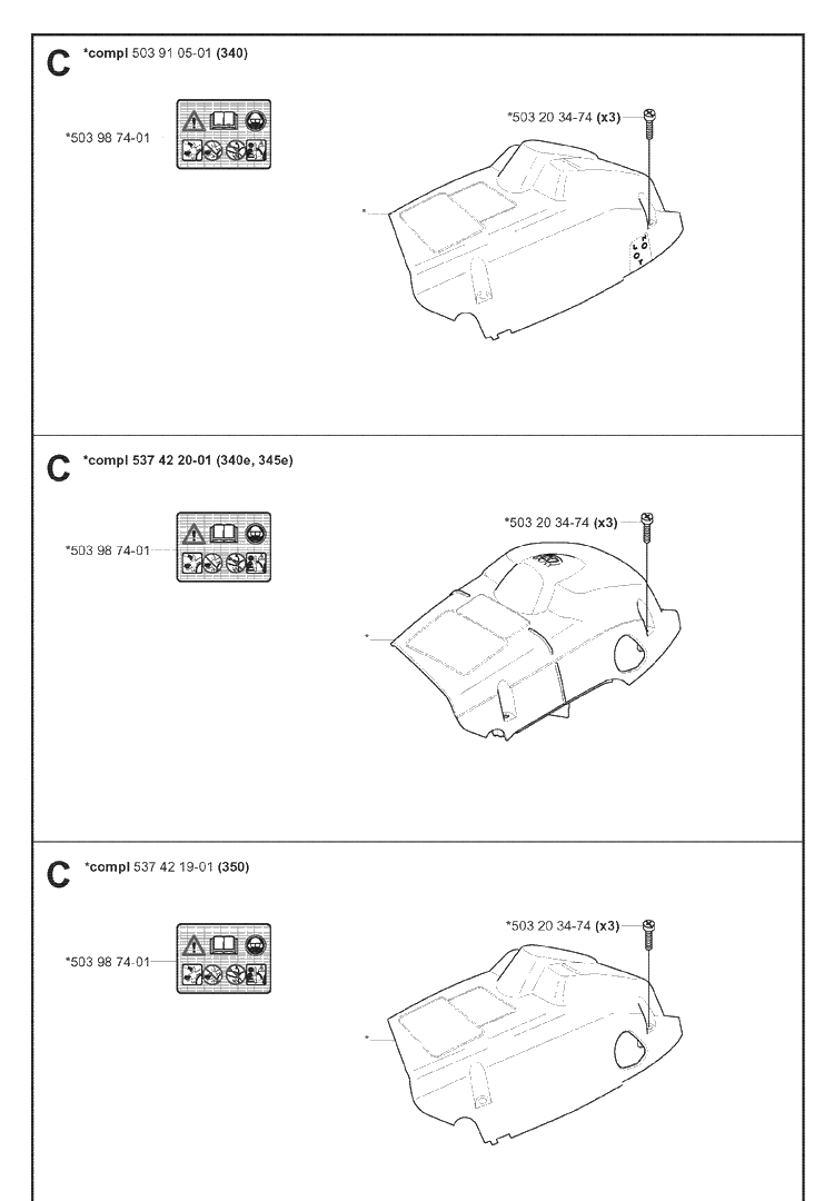 Cylinder Cover Diagram and Parts List for 345 20070100001-Current Husqvarna Chainsaw