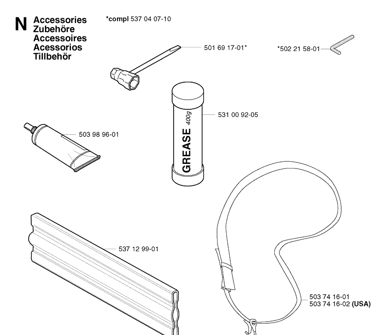 Accessories 2 Diagram and Parts List for 323P 20020100001-20021800000 Husqvarna Pole Saw