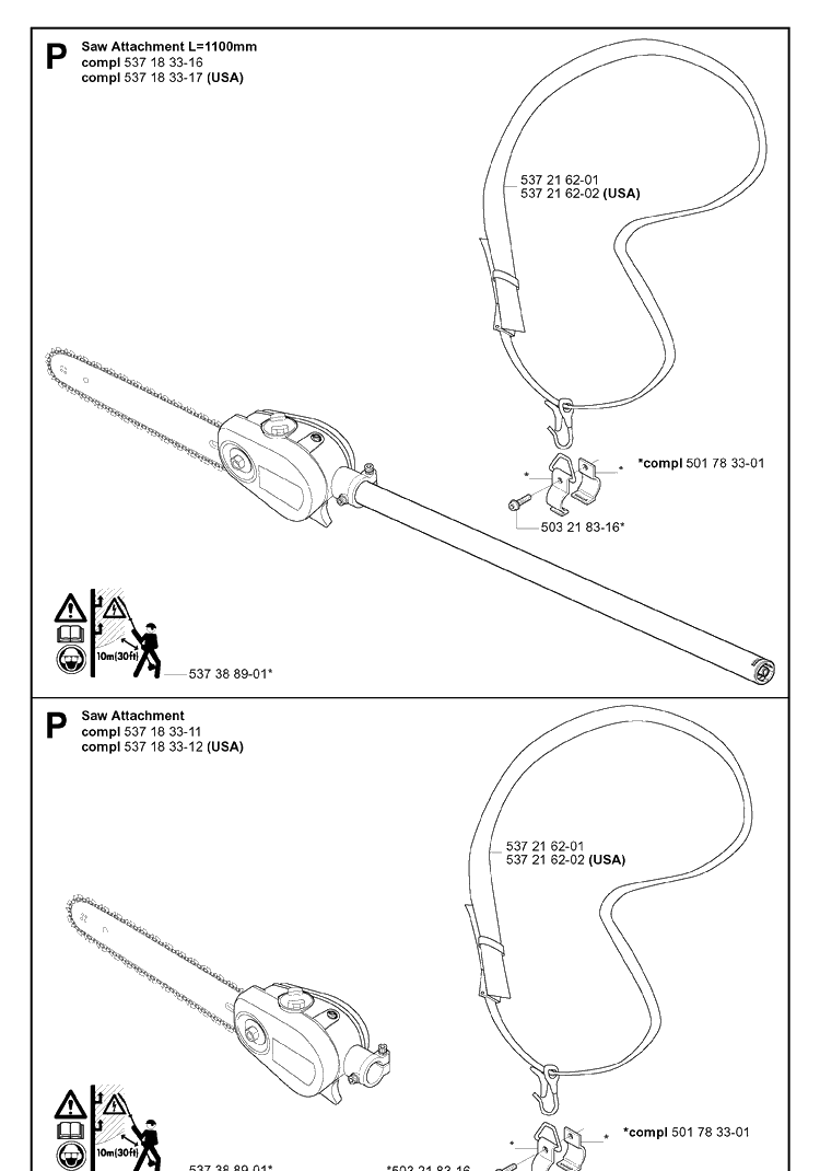 Attachments 3 Diagram and Parts List for 325P 20042300001-20062999999 Husqvarna Pole Saw