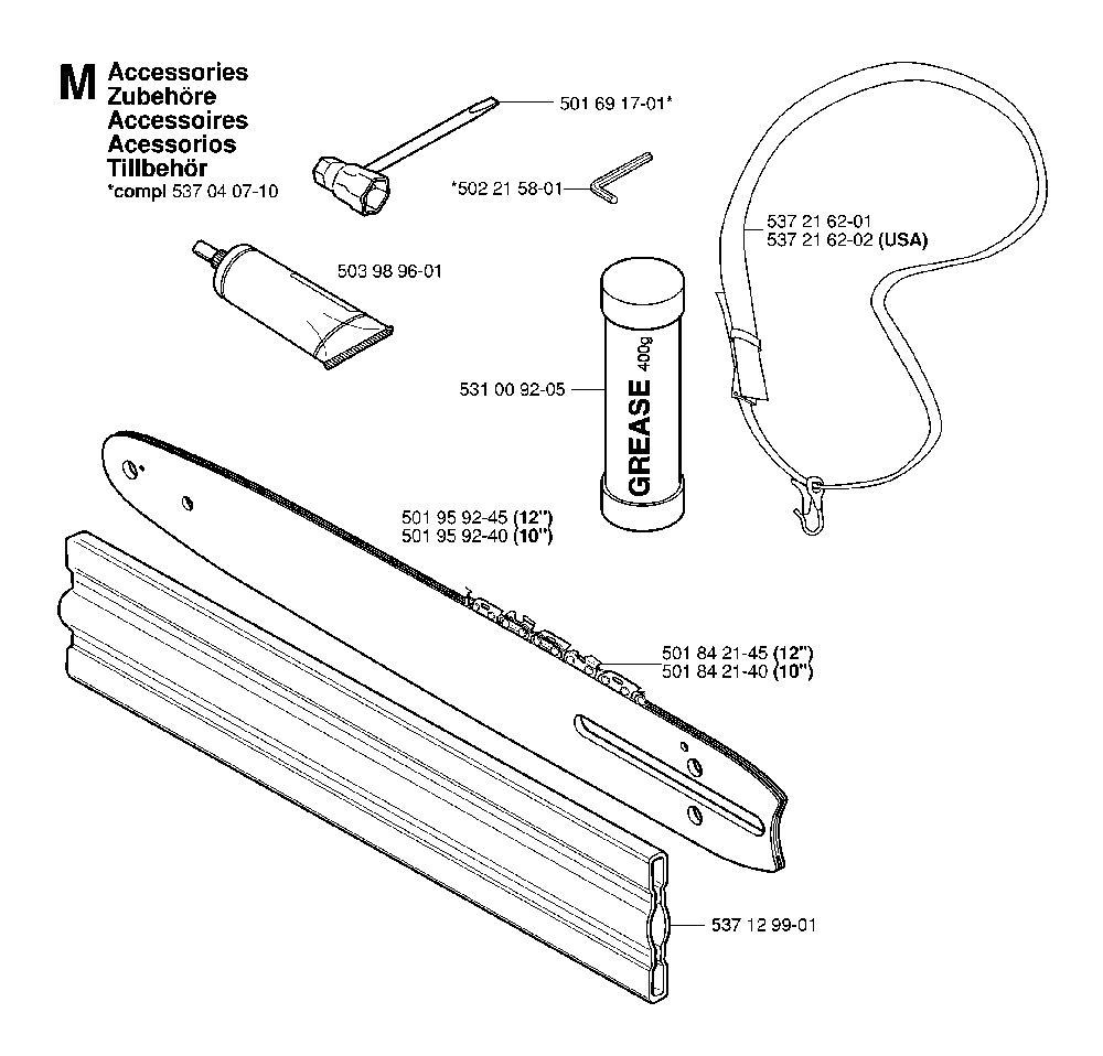 Accessories Diagram and Parts List for 323P4 20062700001 Husqvarna Pole Saw