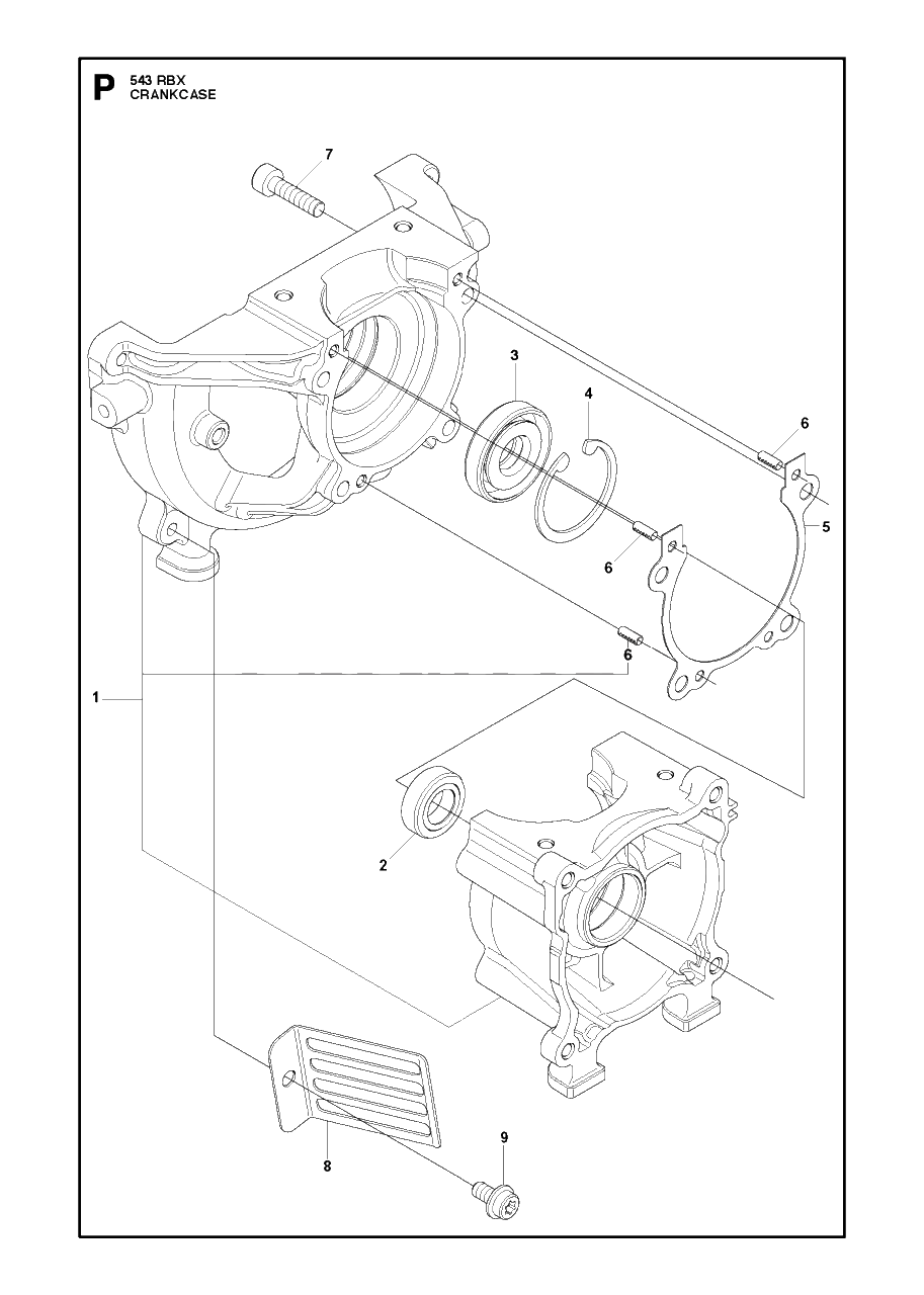 Crankcase Diagram and Parts List for 543RBX 20130500001 - 20154400000 Husqvarna Brush Cutter
