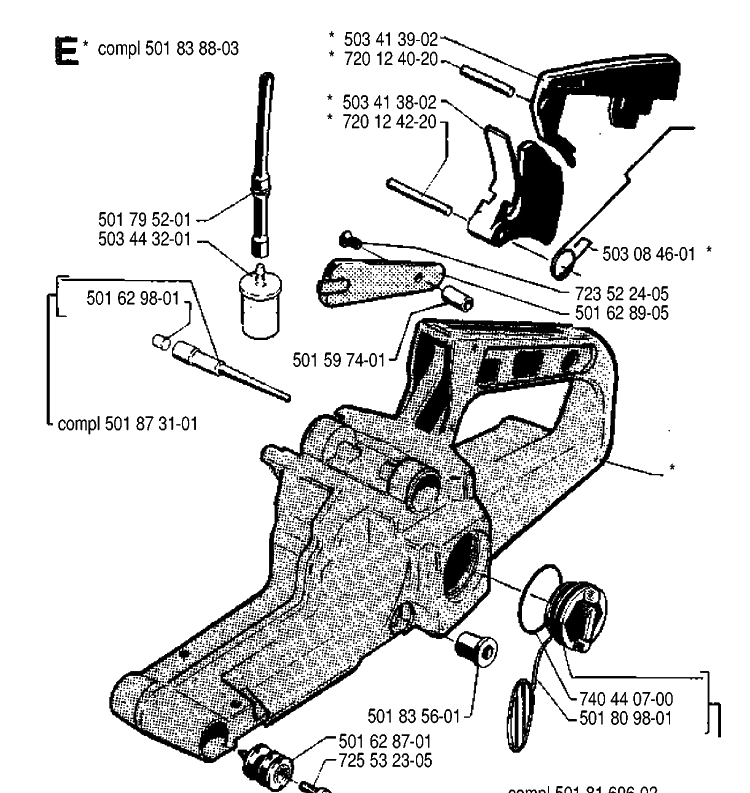 Ignition System Diagram and Parts List for 242 19900100001-19941400000 Husqvarna Chainsaw