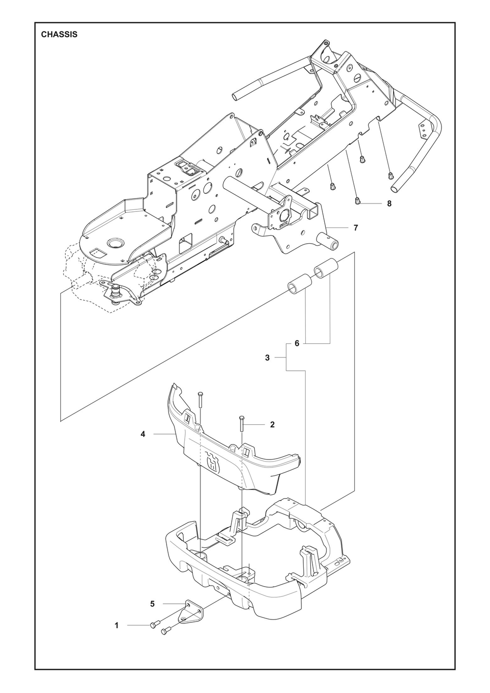 Chassis Diagram and Parts List for R200IX  Husqvarna Lawn Tractor