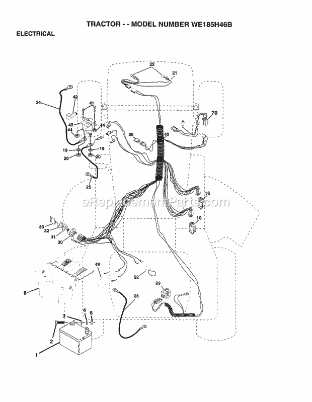 Electrical Diagram and Parts List for WE185H46B 1998 Husqvarna Lawn Tractor