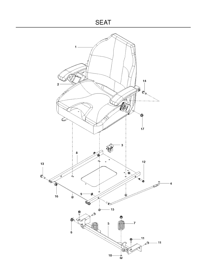 Seat Diagram and Parts List for P-ZT4822FSCARB (966663801)(2010-11) Husqvarna Lawn Mower