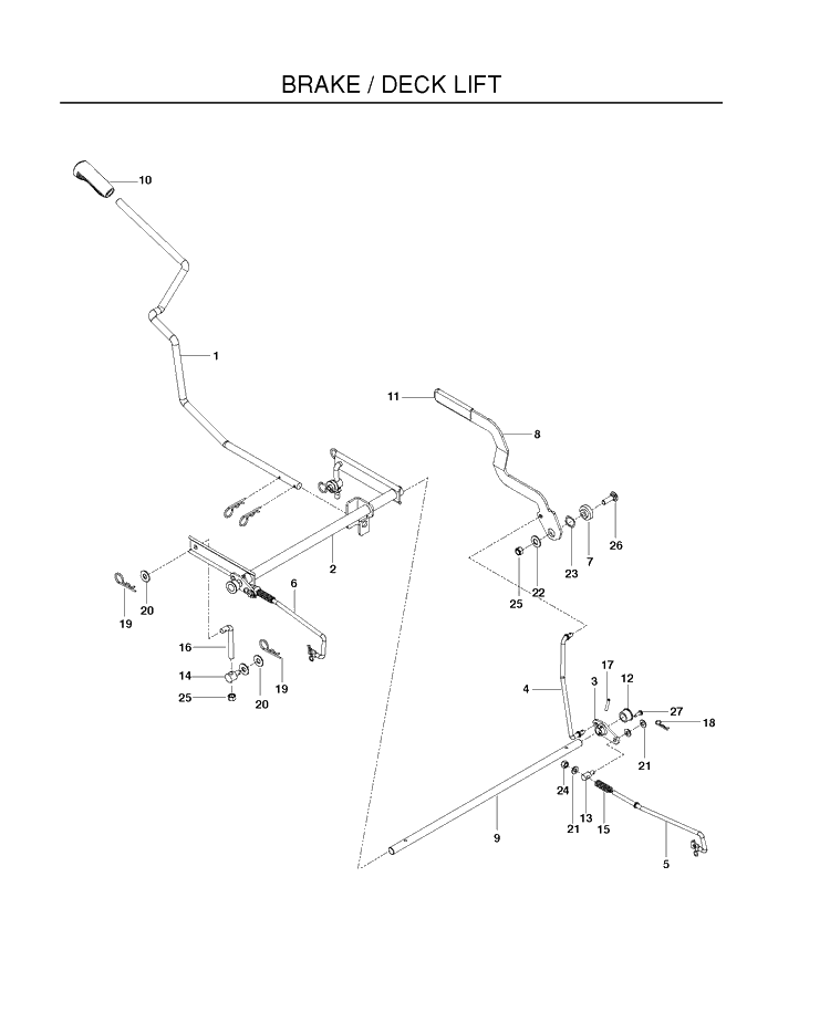 Brake / Rear Mower Lift Diagram and Parts List for RZ4216 (966612401)(2012-02) Husqvarna Lawn Mower