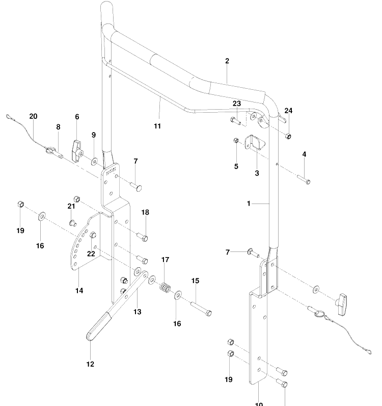 Handle 18 Inch Diagram and Parts List for DT18BF (966067001)(2010-02) Husqvarna Dethatcher