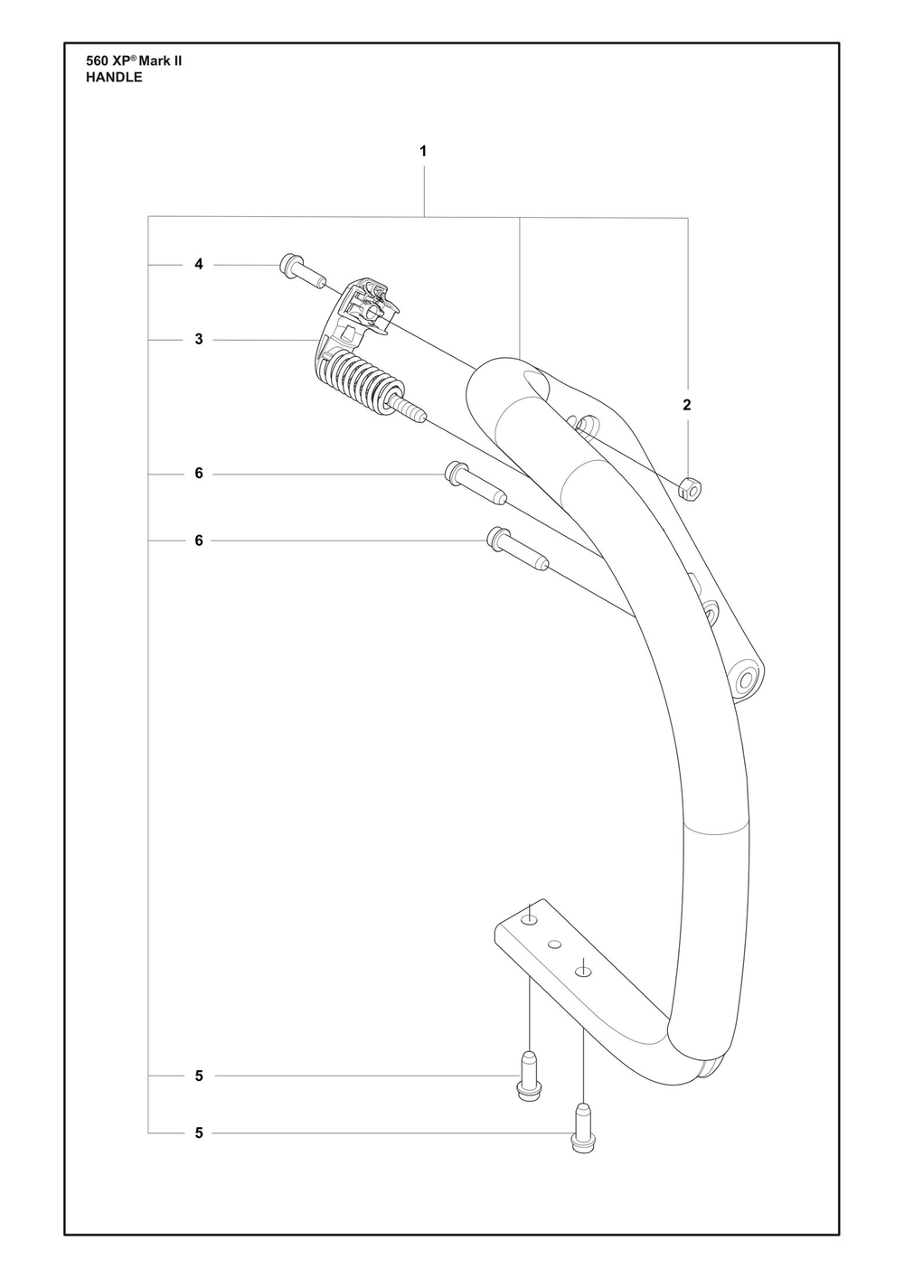 Handle Diagram and Parts List for 560XPMARKII  Husqvarna Chainsaw
