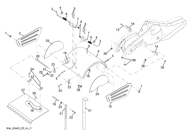 Tine Shield Diagram and Parts List for DRT900 (96093000803)(2009-04) Husqvarna Tiller