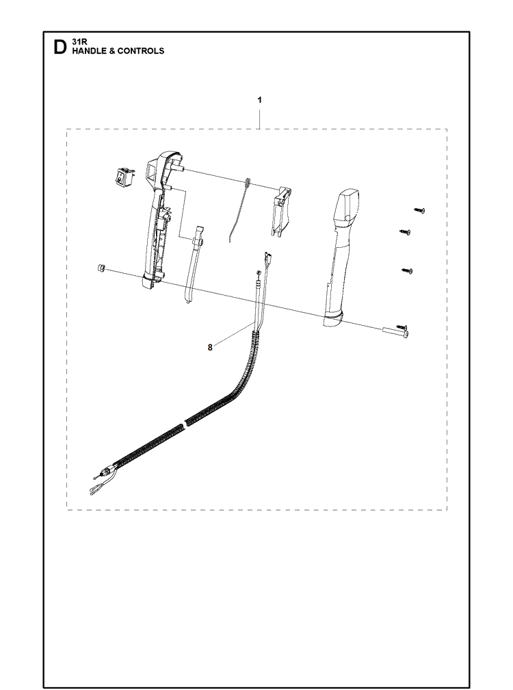 Handle And Controls Diagram and Parts List for 131R (967843102)(2020-10) Husqvarna Edger