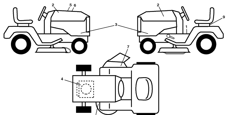 Decals Diagram and Parts List for YTH22V46 (917289630)(2010-05) Husqvarna Lawn Mower